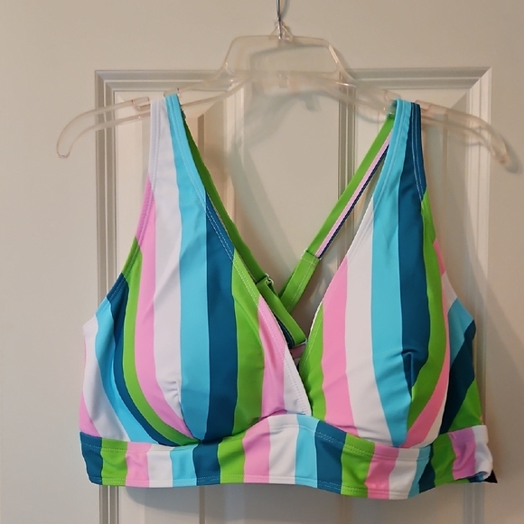 Torrid Wireless Triangle Bikini Top - Playful Stripes - Picture 4 of 8